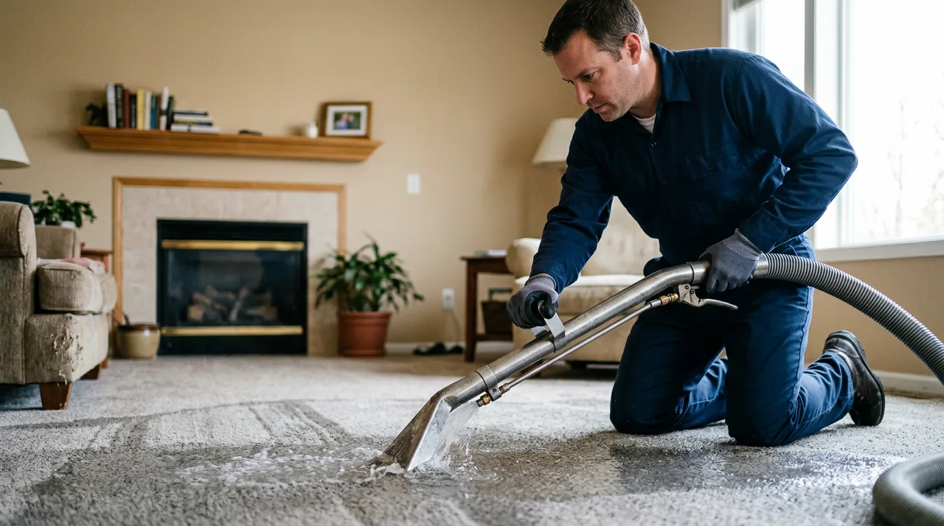 Water damage restoration technician working near Metuchen, NJ